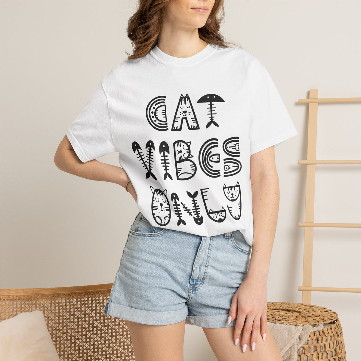 Cat Vibes Only T-Shirt — Cute Cat Graphic Tee